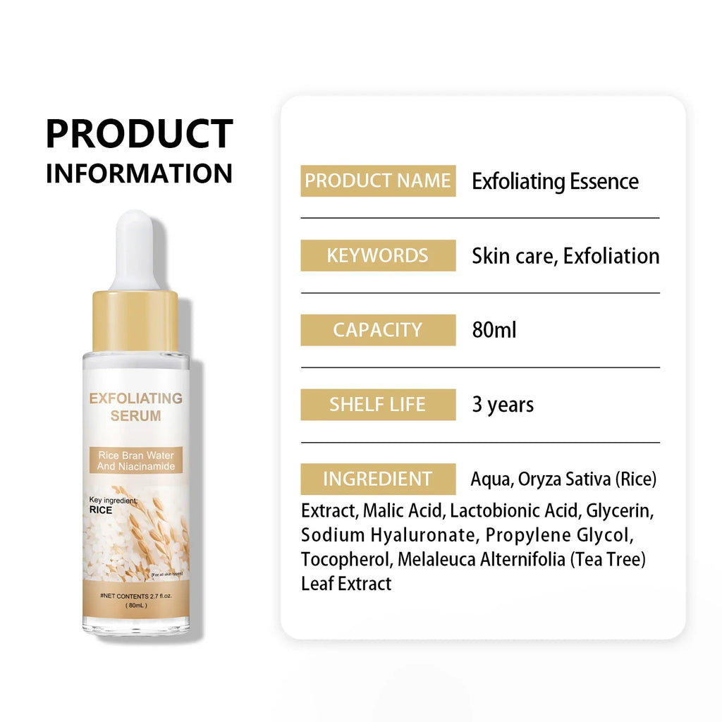 Brightening Rice Bran Face Serum 80ml - Natural Fruit Acids Gently Exfoliate, Smooth & Enhance Skin Texture for Radiance.