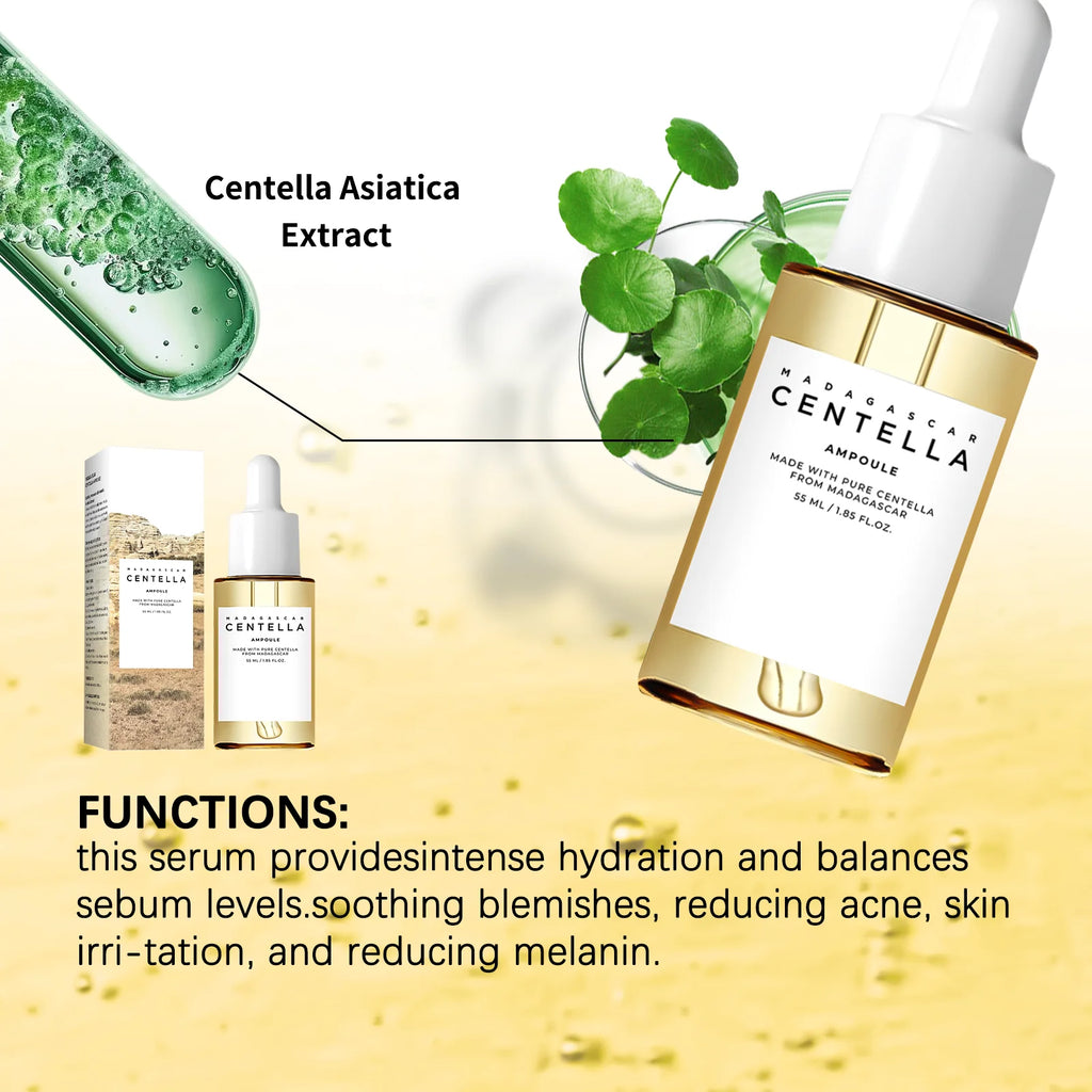 Centella Asiatica Serum 55ml - Sensitive skin soothing formula with acne fighting, deep moisturizing benefits for face