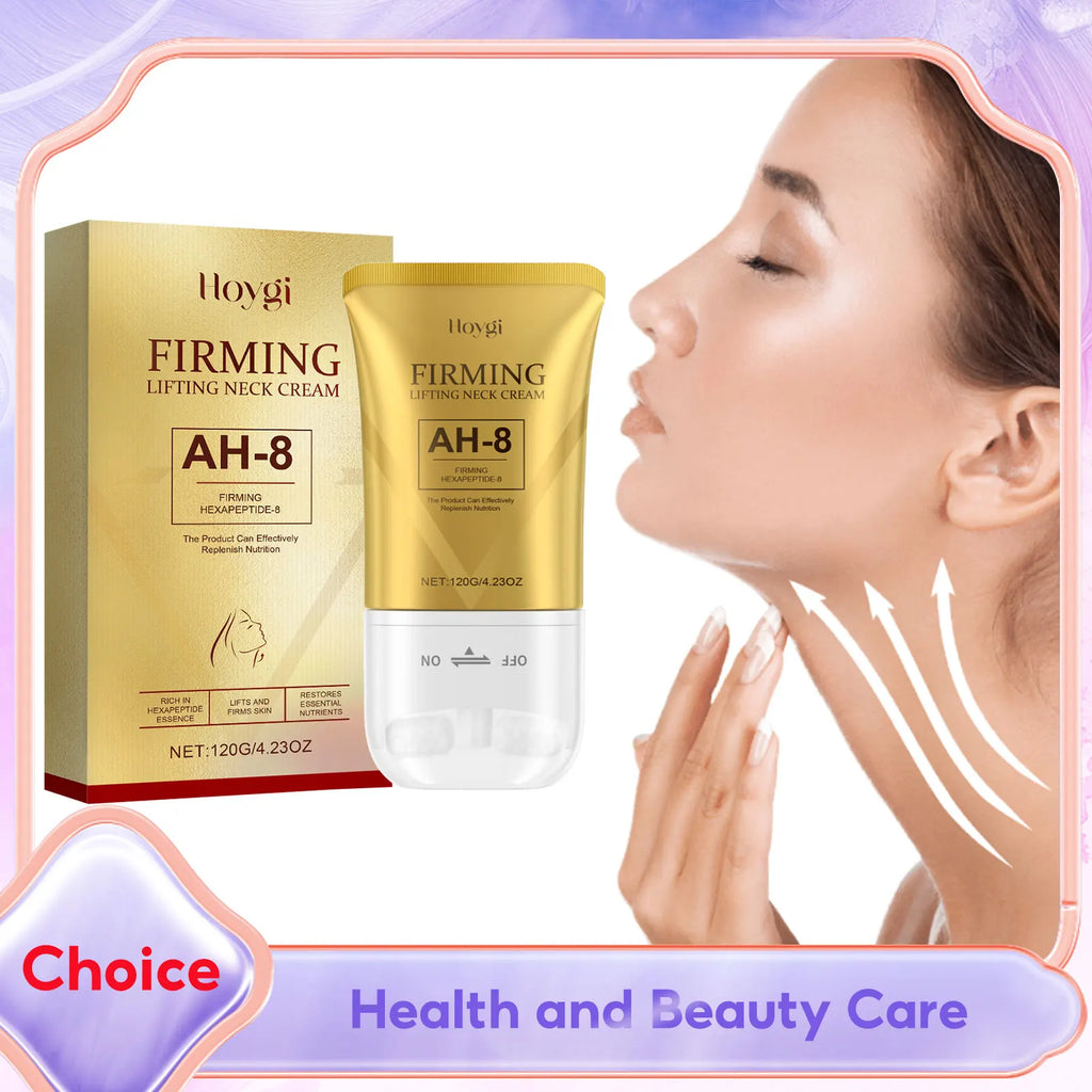 AH-8 Firming Neck Cream with Roller Moisturizing Tightening Lotion Jawline Double Chin Lifting Massage Anti Aging Neck Skin Care