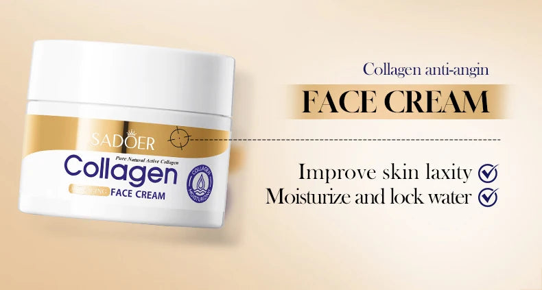 SADOER Collagen Skin Care Sets Moisturizing Face Cream Eye Cream Serum Essence Whitening Anti-Aging Facial Skin Care Kit