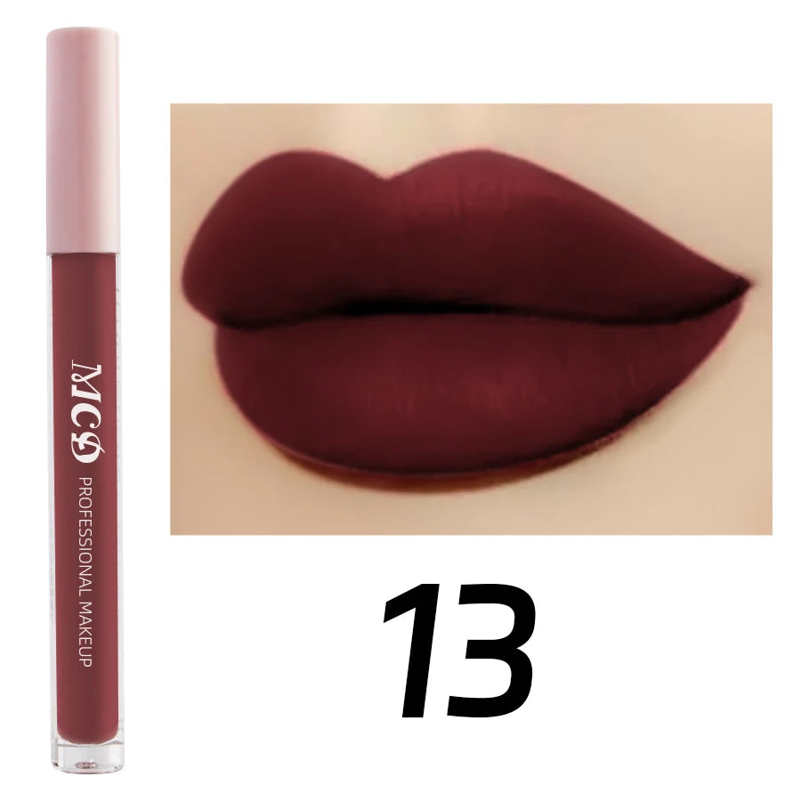 Dark Brown Matte Velvet Lip Gloss Waterproof Liquid Lipstick Nude Brown Lips Korean Makeup for Lip Tint Lip Glaze Cosmetics