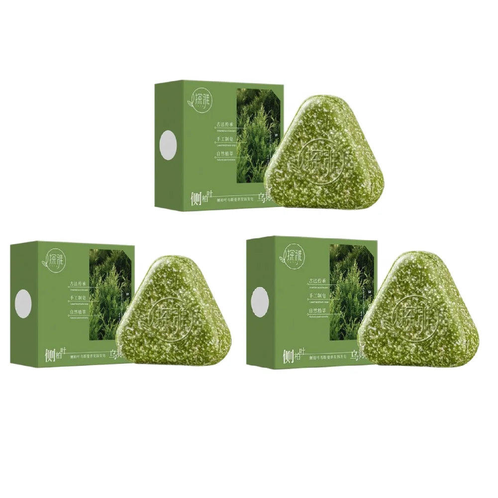 1/3PCS Grass & Platyclades Natural Herbal Shampoo Soap Strengthens Roots Controls Oil Cleanses Scalp Hair Growth Hair Soap