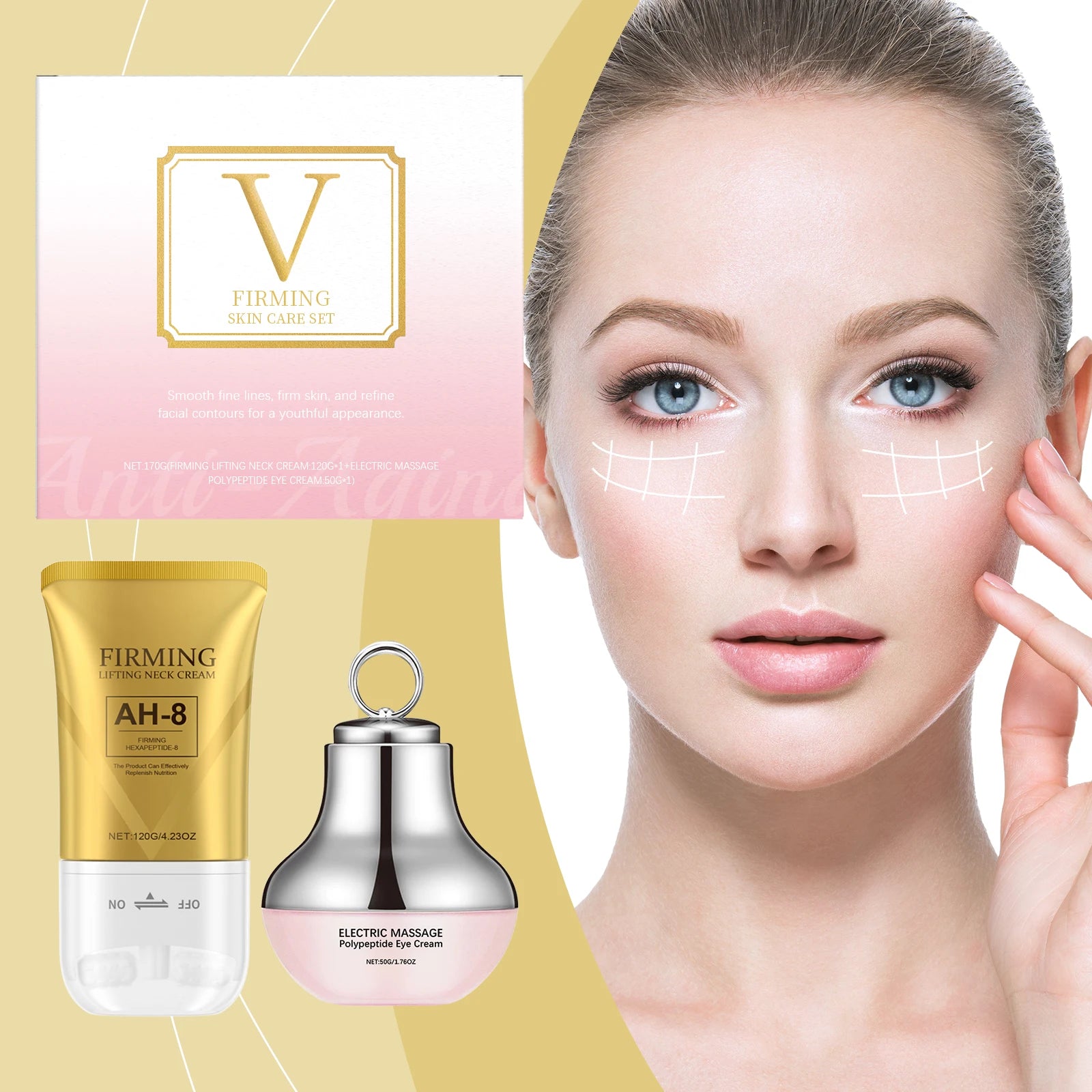 Anti-Aging Firming Skin Care Moisturizer Increase Skin Elasticity Remove Wrinkles Electric Massage Polypeptide Firming Eye Cream