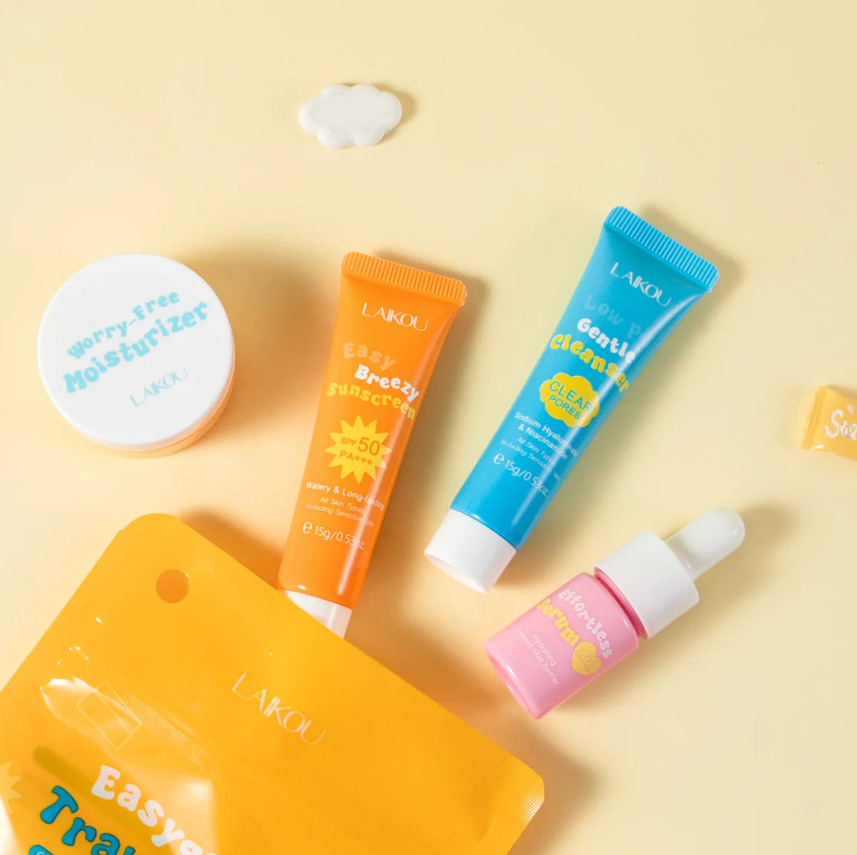 4pcs/set LAIKOU Skin Care Sets Facial Cleanser Serum Face Cream Facial Sunscreen Anti-Aging Whitening Creams Facial Skin Care