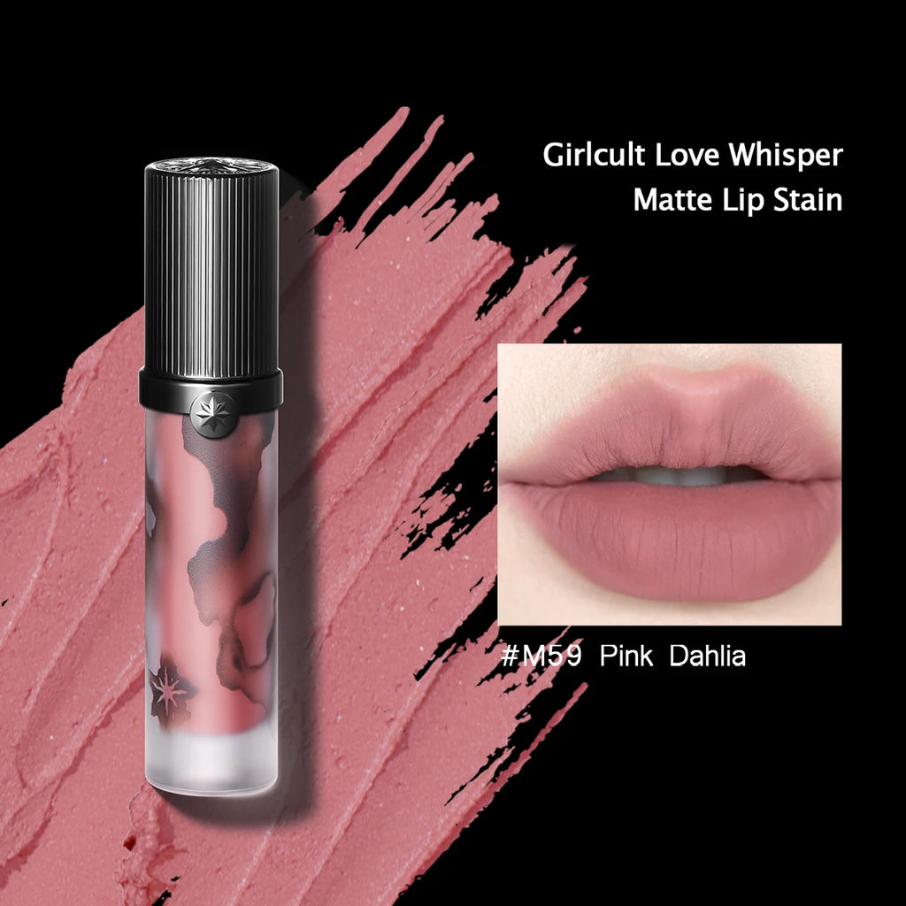 Girlcult Love Whisper Matte Lip Stain – Velvet Matte Texture, Lightweight Non‑Drying, Soft‑Focus Finish, Perfect for Edgy Makeup Looks
