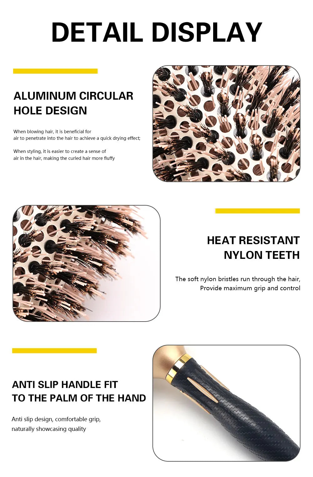 Hair Salon Round Rolling Hairdressing Comb Professional Women Straight Curly Combs Barbershop Curling Styling Tools Supplies