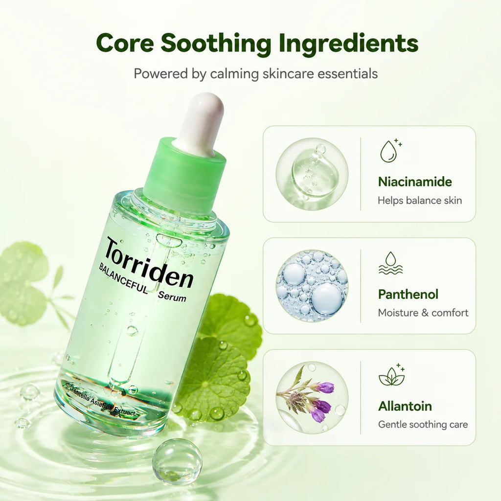 Torriden Cica Soothing Serum 50ml Hyaluronic Acid Serum 50ml,Refreshing & Non-Sticky,Korean Skincare Korean Makeup Lightweight