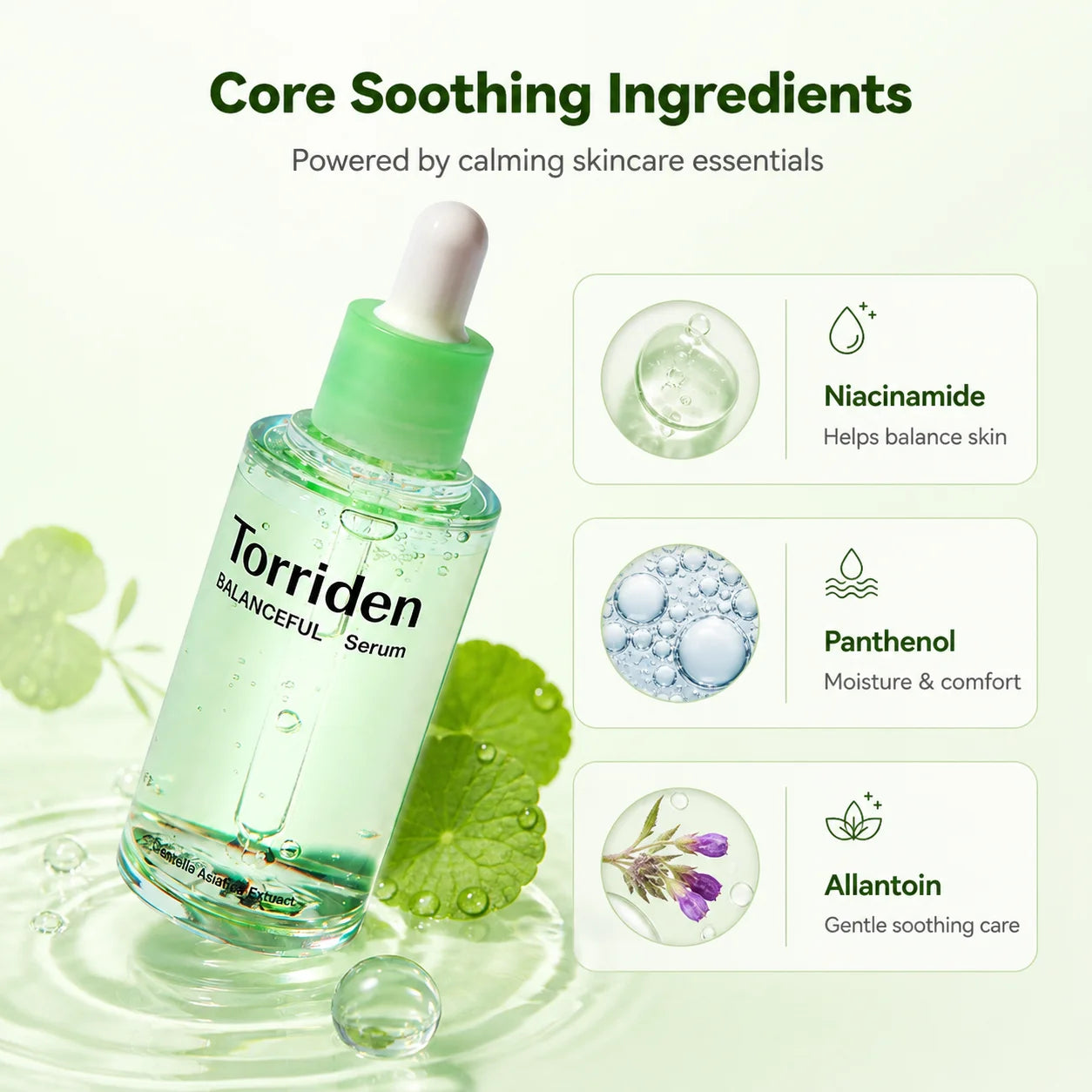 Torriden Cica Soothing Serum 50ml Hyaluronic Acid Serum 50ml,Refreshing & Non-Sticky,Korean Skincare Korean Makeup Lightweight