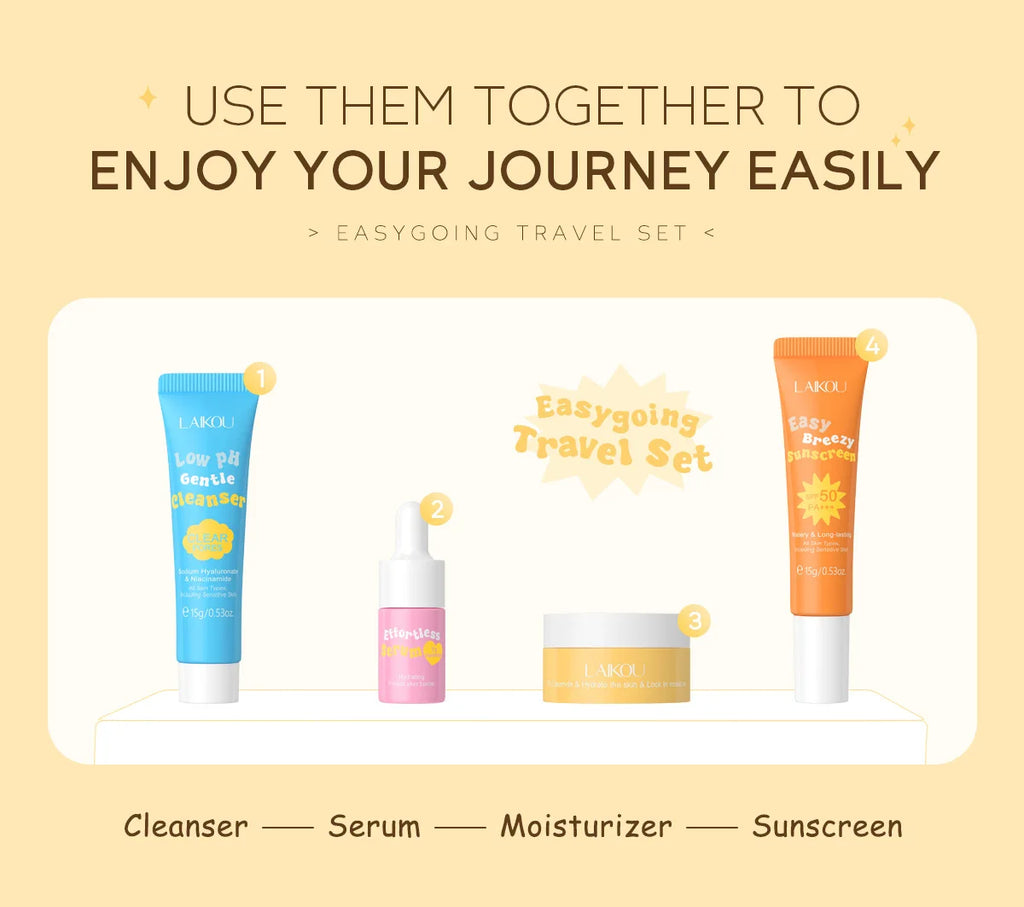 4pcs/set LAIKOU Skin Care Sets Facial Cleanser Serum Face Cream Facial Sunscreen Anti-Aging Whitening Creams Facial Skin Care