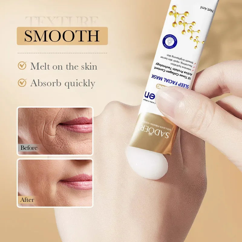 Deep hydration for soft, supple skin SADOER Collagen Sleeping Facial Masks.