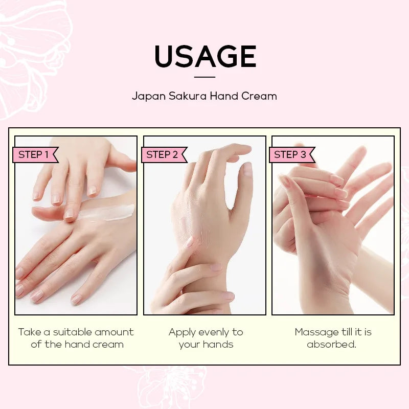 LAIKOU Sakura Hand Cream Whitening Wrinkle Removal Anti-crack Moisturizing Nourishing  Lotion Intensive Repair Hand Gream 30g