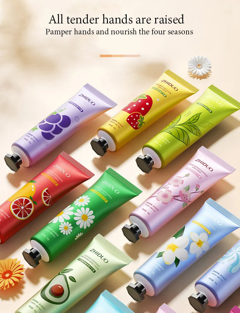 Fruity & Flowery Hand Cream Set – 10pcs Deep Moisturizing, Nourishing & Anti‑Aging Care Kit