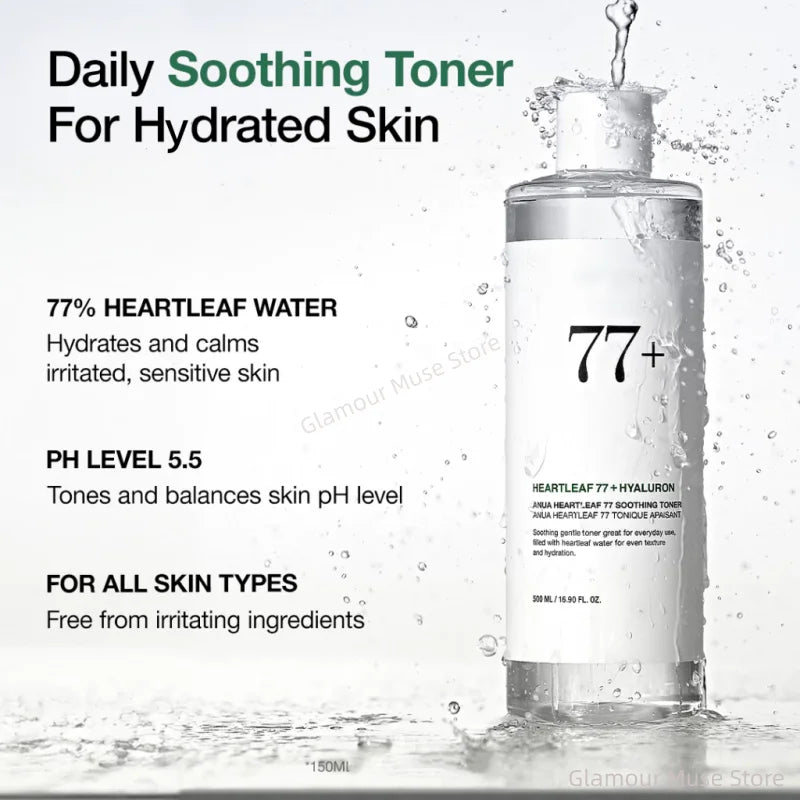 Korean ANUA Heartleaf Set 77 Soothing Acne Toner,Daily Lotion,Deep Cleansing Foam and Facial Cleansing Oil Skincare Products Set