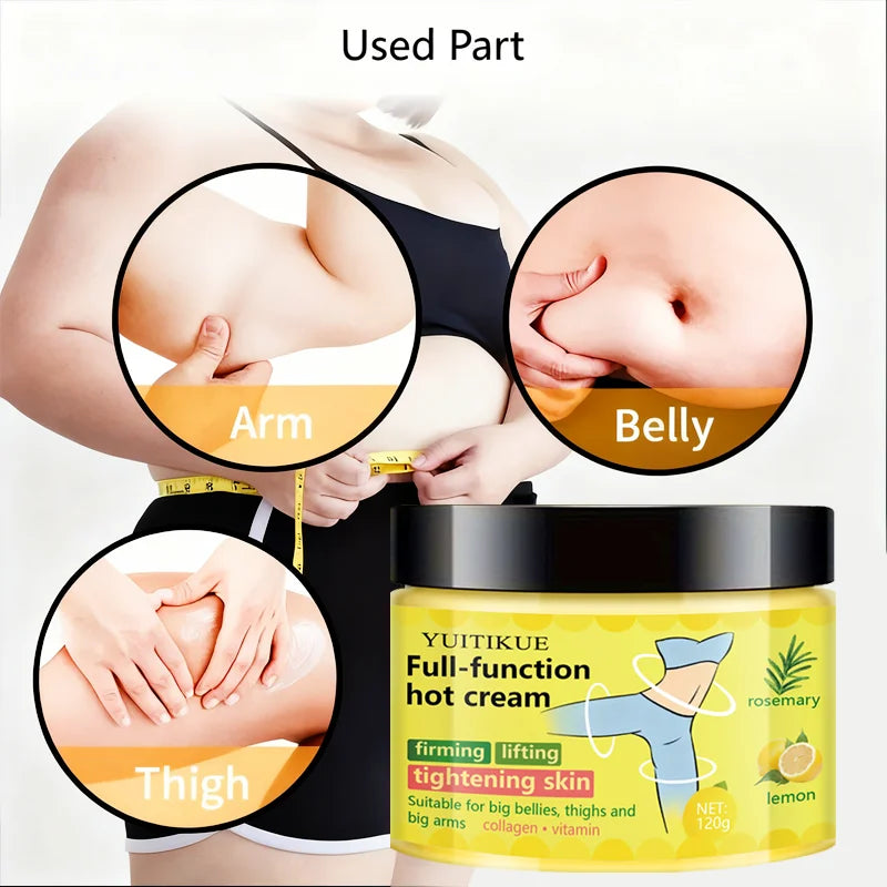 Full-function Hot Cream 120g - Firming, Lifting & Tightening, Rosemary & Lemon Formula for Belly, Thighs & Arms