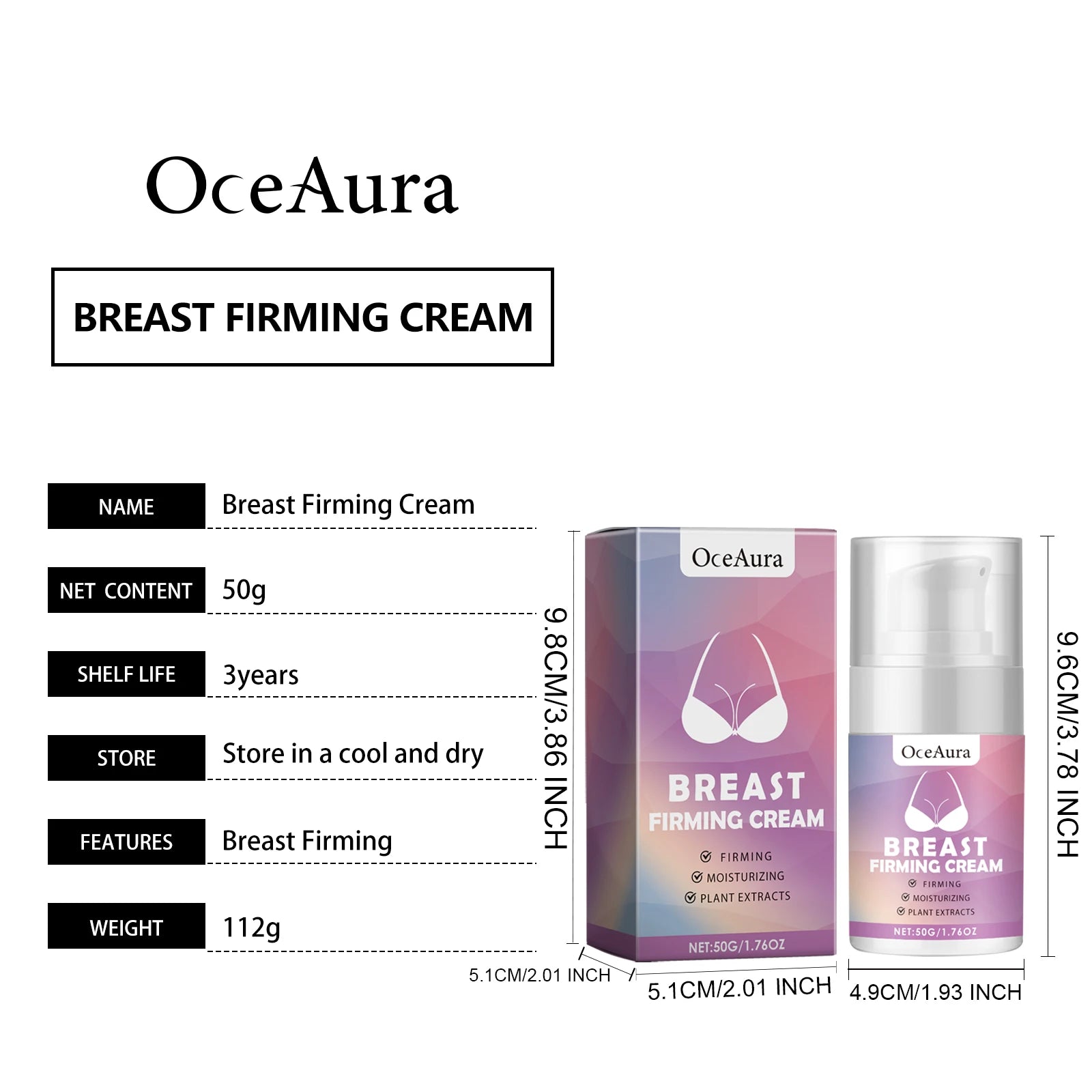 Breast Firming Cream Lifting Tightening Moisturizing Anti-Sagging Improves Elasticity Fast Absorbing For Women's Bust Care 50g