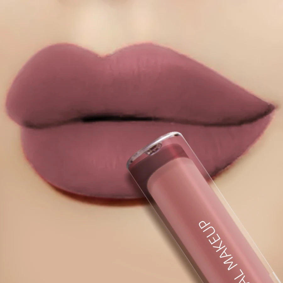 Dark Brown Matte Velvet Lip Gloss Waterproof Liquid Lipstick Nude Brown Lips Korean Makeup for Lip Tint Lip Glaze Cosmetics