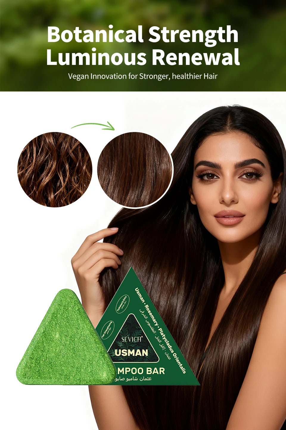Usman Grass & Platycladus Herbal Shampoo Bar – Natural Hair‑Loss Care, Root Strengthening, Oil‑Control & Scalp‑Cleansing Growth Formula