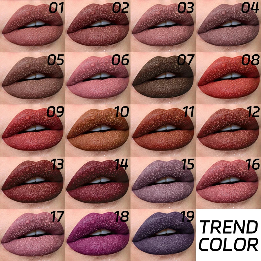 Dark Brown Matte Velvet Lip Gloss Waterproof Liquid Lipstick Nude Brown Lips Korean Makeup for Lip Tint Lip Glaze Cosmetics