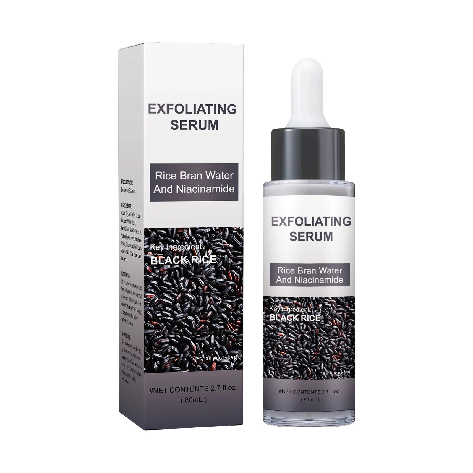 Brightening Rice Bran Face Serum 80ml - Natural Fruit Acids Gently Exfoliate, Smooth & Enhance Skin Texture for Radiance.