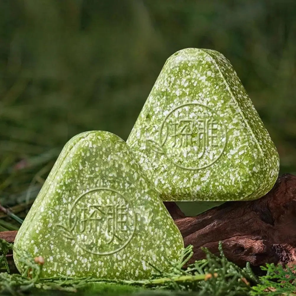 1/3PCS Grass & Platyclades Natural Herbal Shampoo Soap Strengthens Roots Controls Oil Cleanses Scalp Hair Growth Hair Soap