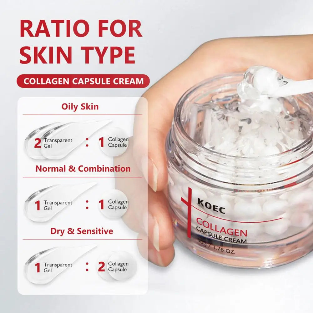 KOEC Collagen Capsule Cream 50g Improve Dryness And Fine Lines Professional Skin Care Firming Hydrating Collagen Face Cream