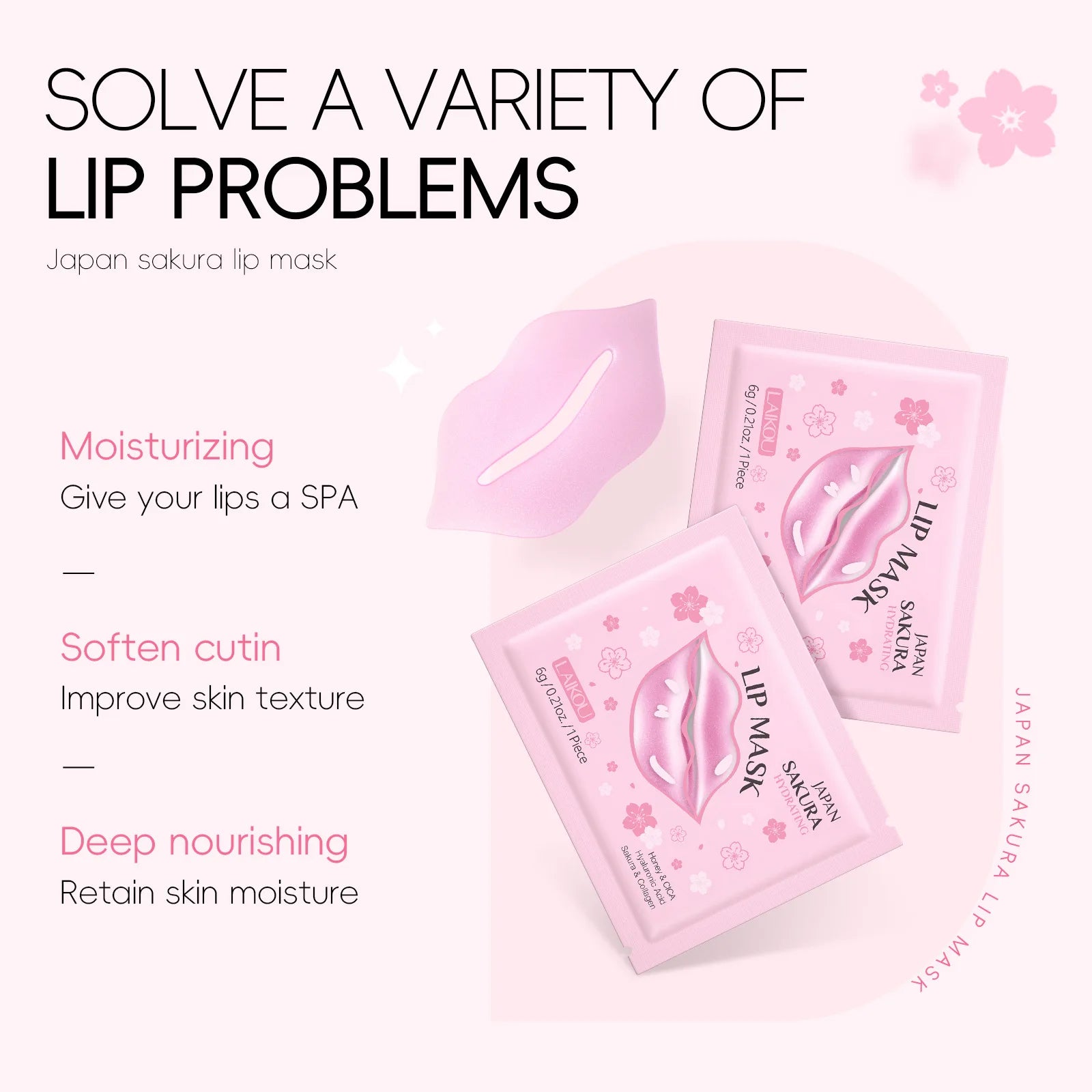 LAIKOU Sakura 24‑in‑1 Complete Skincare Set – Eye & Lip Masks, Serums, Cleanser, Toner & Cream