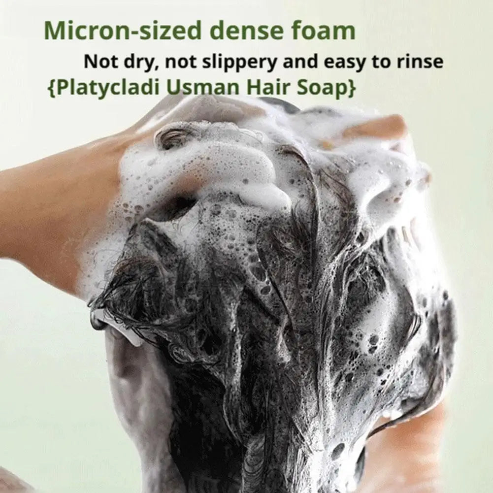 1/3PCS Grass & Platyclades Natural Herbal Shampoo Soap Strengthens Roots Controls Oil Cleanses Scalp Hair Growth Hair Soap