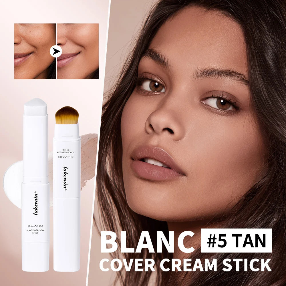 Color‑Changing Foundation Stick – Korean High‑Coverage, Waterproof Dual‑Ended Base with Built‑In Brush