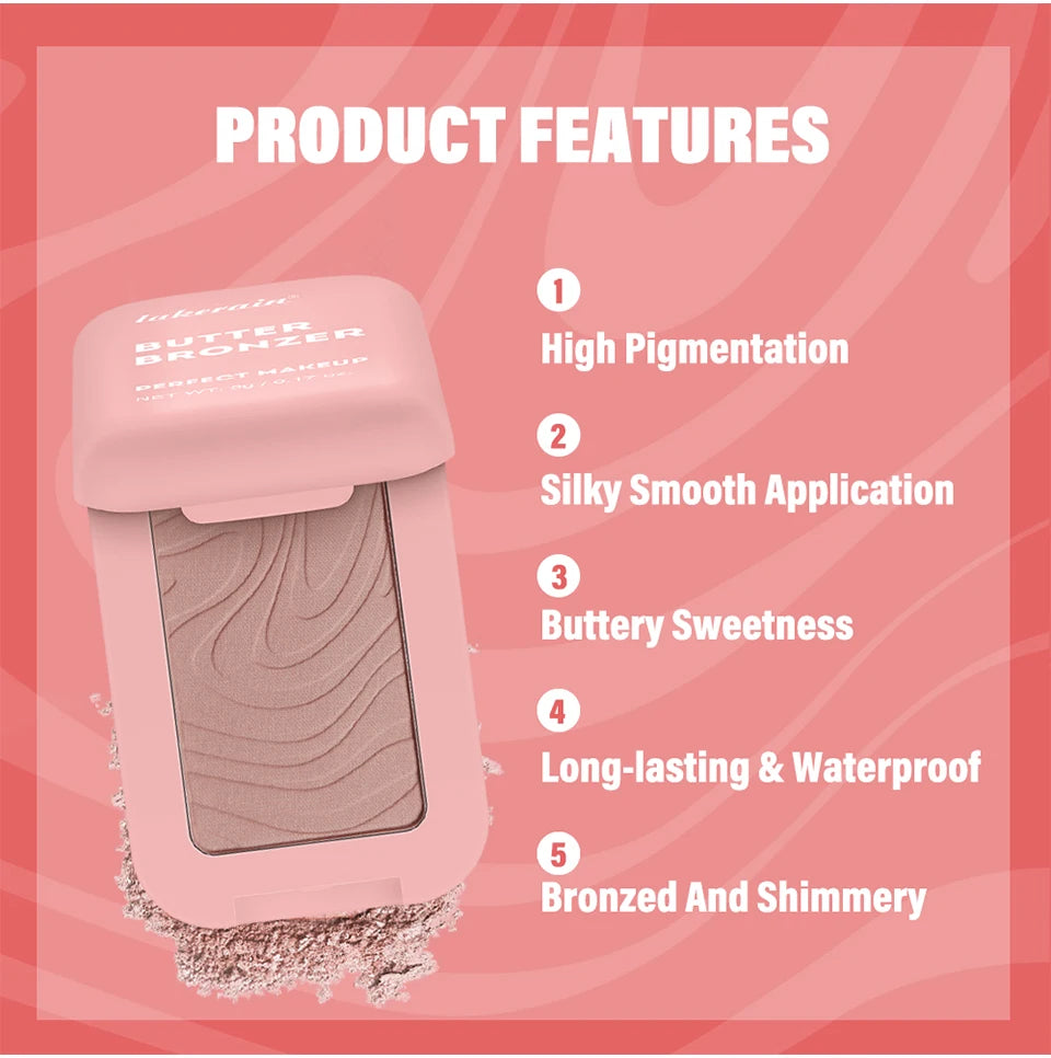 Lakerain Butter Bronzer Cream Women Waterproof Genteel Girl Nude Makeup Silky Shimmer Monochrome Blush Korean Face Cosmetics
