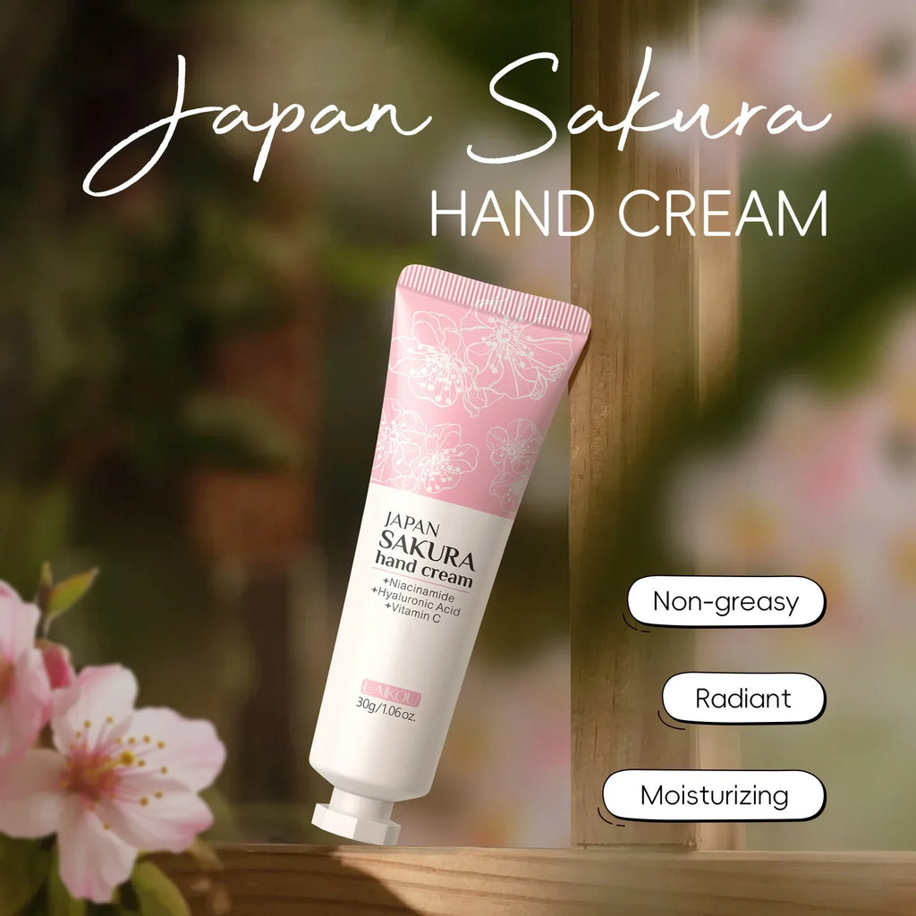 LAIKOU Sakura Hand Cream Whitening Wrinkle Removal Anti-crack Moisturizing Nourishing  Lotion Intensive Repair Hand Gream 30g