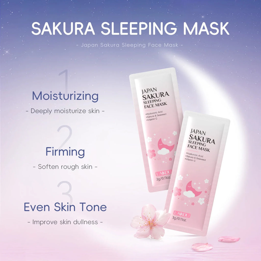 LAIKOU Sakura 24‑in‑1 Complete Skincare Set – Eye & Lip Masks, Serums, Cleanser, Toner & Cream