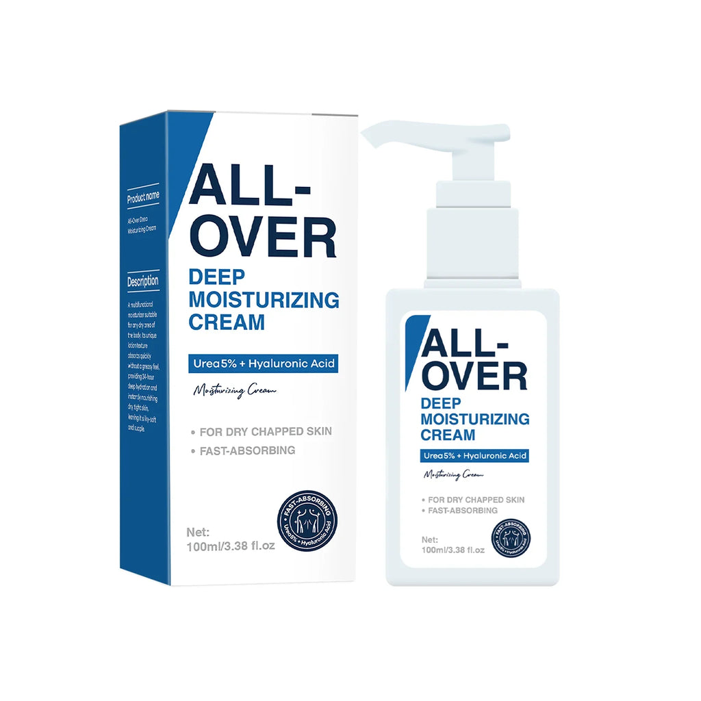 ALL-OVER Deep Moisturizing Cream 100ml 5% Urea Hyaluronic Acid Hydration Dry Chapped Skin Fast Absorption Face Body Hand Care