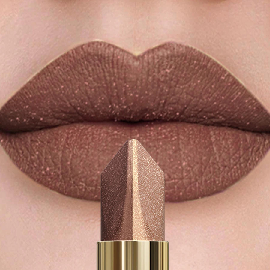 Dual‑Color Metallic Lipstick – Glitter Shine, Matte Finish, Long‑Lasting Lip Tint