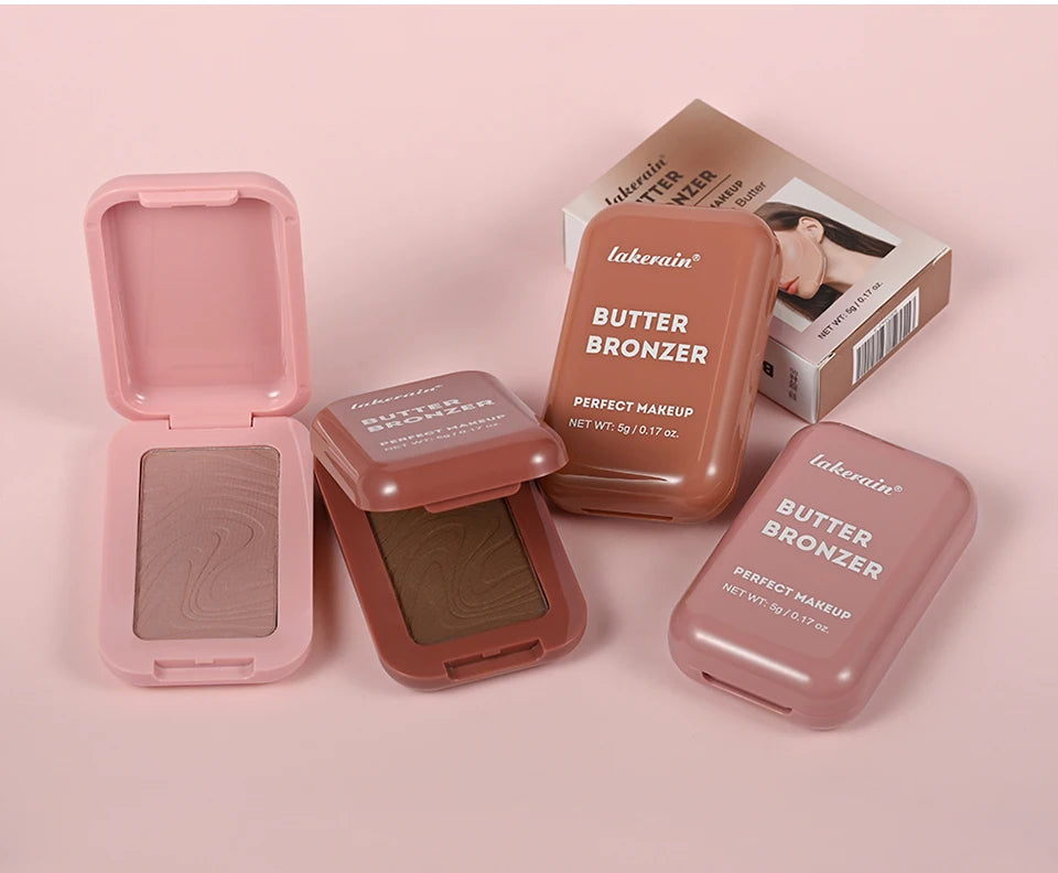 Lakerain Butter Bronzer Cream Women Waterproof Genteel Girl Nude Makeup Silky Shimmer Monochrome Blush Korean Face Cosmetics