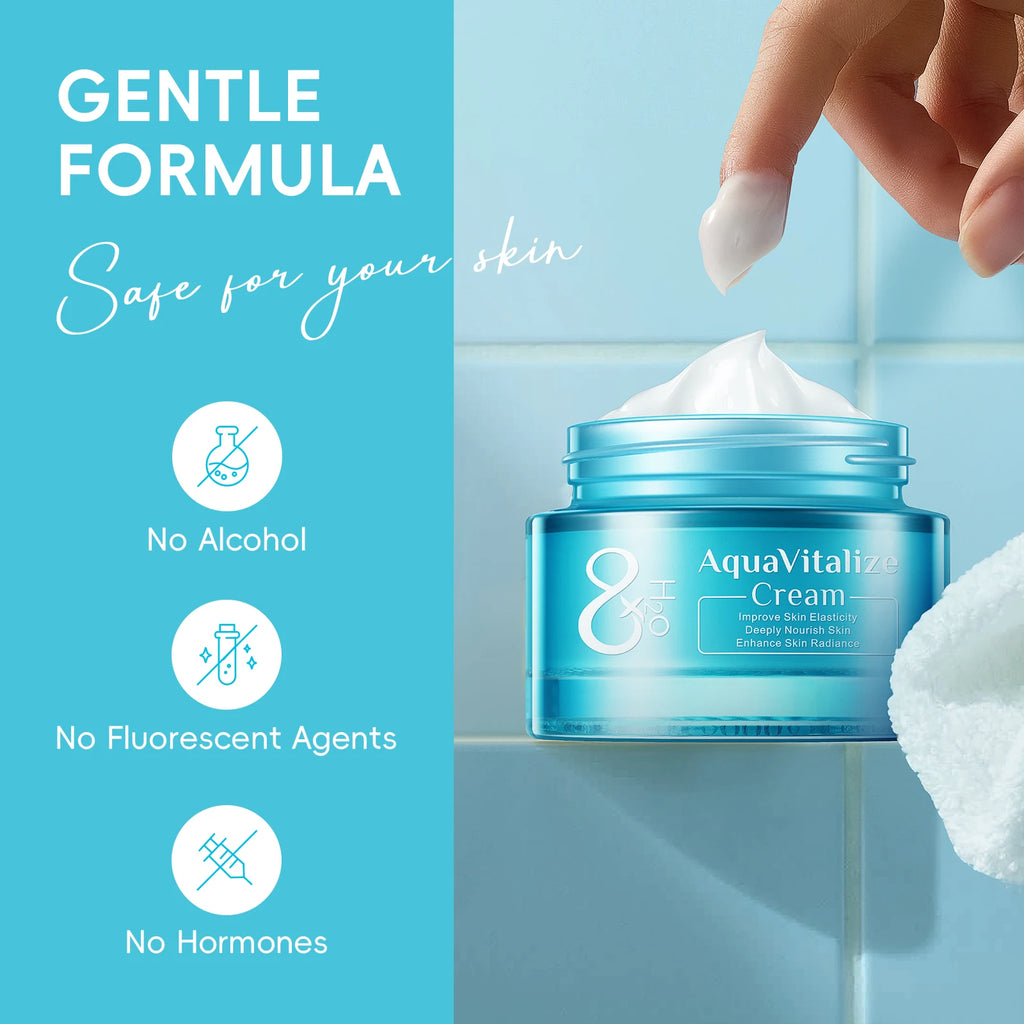 Quiyum 8X H2O AquaVitalize Cream 55g Deep Nourishing Daily Face Cream Boost Skin Radiance Maintain Skin Elasticity