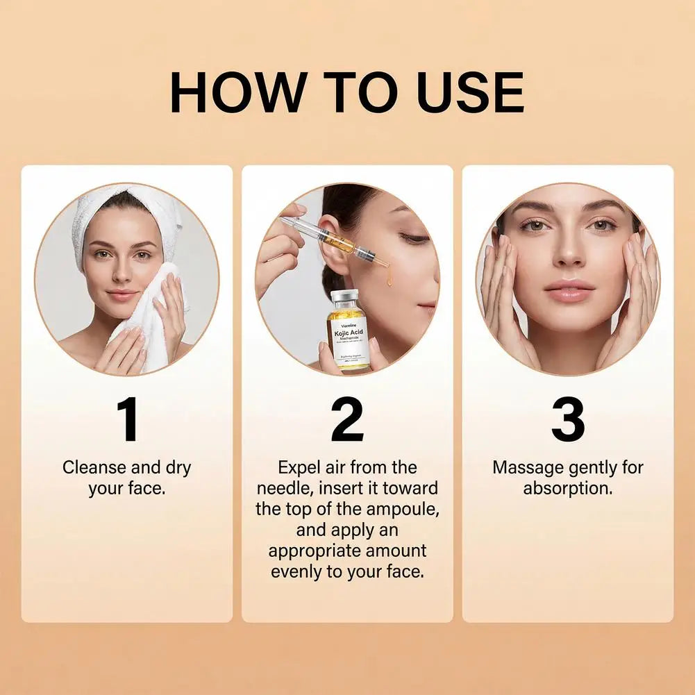 Kojic Acid Infused Face Ampoule Niacinamide Brightening Serum Deep Hydrating Moisturizing Nourishing Daily Glow Skin Care