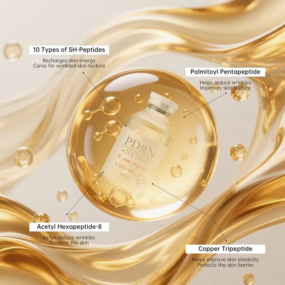 Facial Essence Firming Cream Salmon Ampoule Serum Anti-Wrinkle Fade Lines Deep Repair Strengthen Skin Barrier Renew Skin