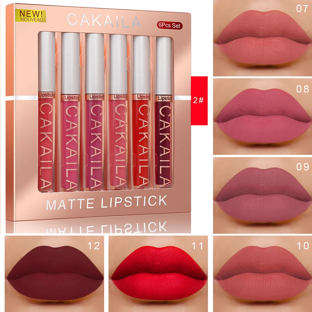 6‑piece velvet matte lip gloss set.