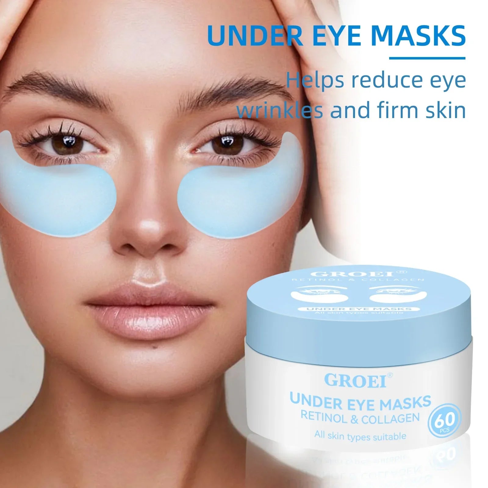 Retinol & Collagen Firming Eye Patches 60pcs - Reduces Dark Circles & Puffiness, Lifts & Moisturizes for Youthful Eyes.