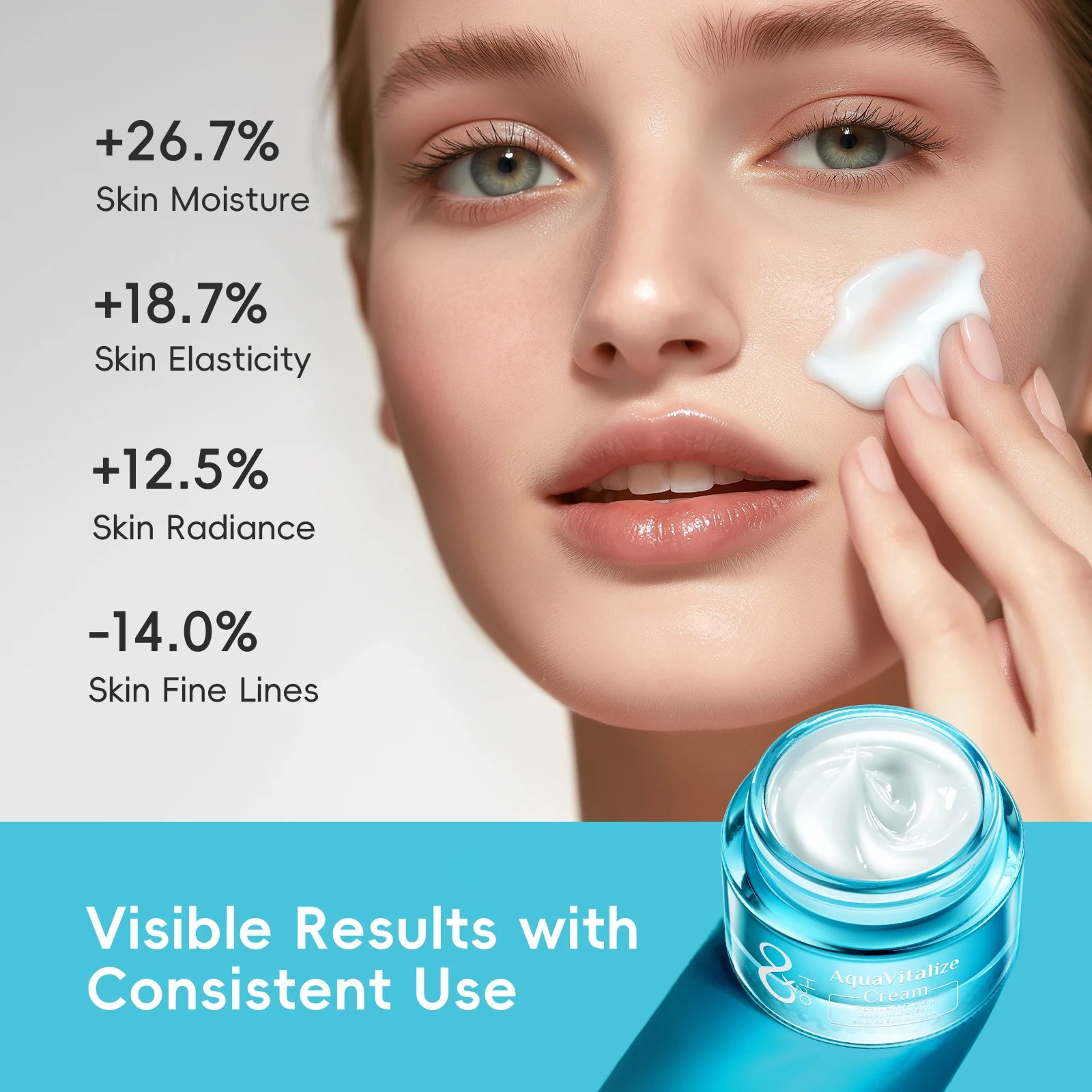 Quiyum 8X H2O AquaVitalize Cream 55g Deep Nourishing Daily Face Cream Boost Skin Radiance Maintain Skin Elasticity
