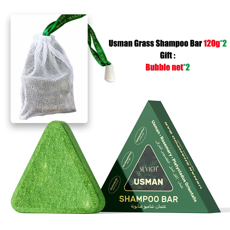 Usman Grass & Platycladus Herbal Shampoo Bar – Natural Hair‑Loss Care, Root Strengthening, Oil‑Control & Scalp‑Cleansing Growth Formula