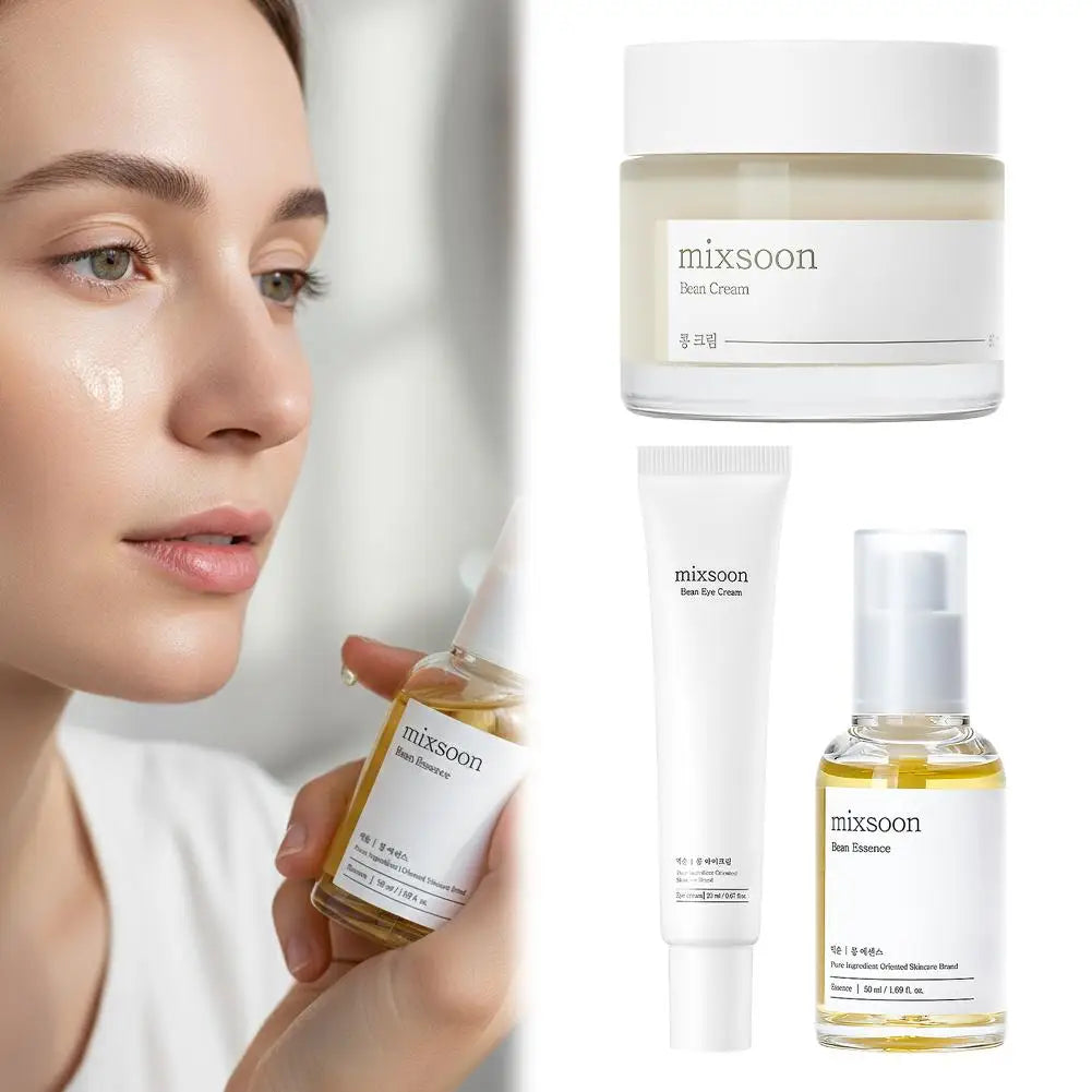 Mixsoon Set Bean Cream SPF50 Sunscreen Centella Cleanser, Soy Extract Hydrating Soothing Nourishing Skin Care
