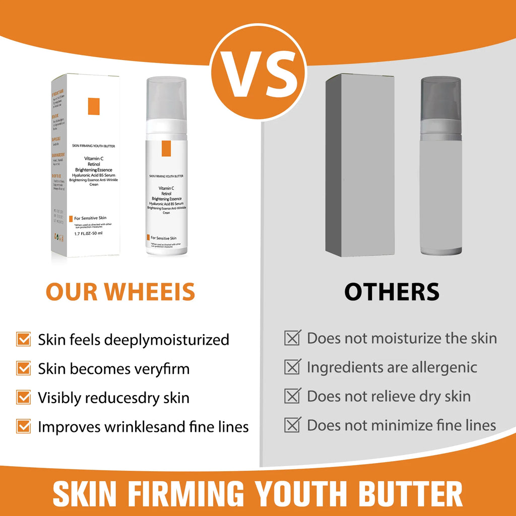 SKIN FIRMING YOUTH BUTTER 50ml - Anti-Wrinkle Cream with Hyaluronic Acid & Vitamin C, Brightening Essence for Sensitive Skin