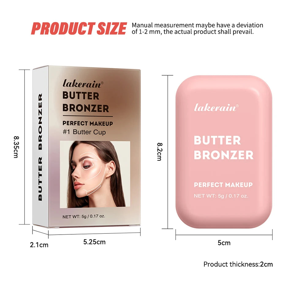 Lakerain Butter Bronzer Cream Women Waterproof Genteel Girl Nude Makeup Silky Shimmer Monochrome Blush Korean Face Cosmetics