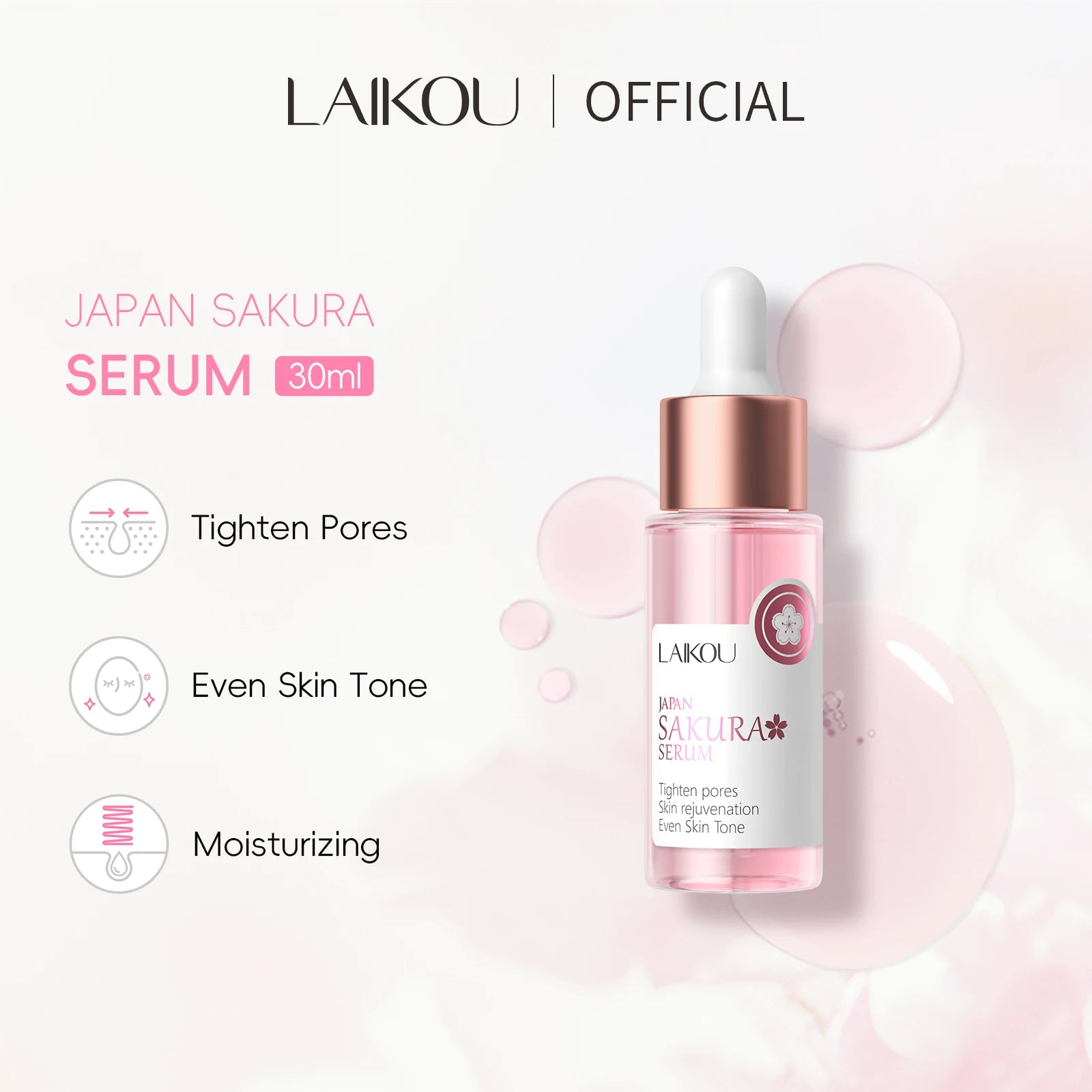 LAIKOU Japan Sakura Serum 30ml Anti-Aging Facial Serum Improves Overall Completion Face Essence Reduce Fine Lines