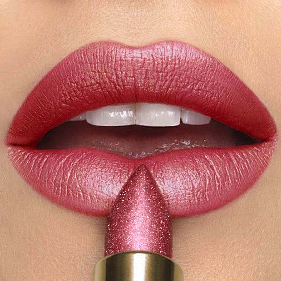 Metallic Glitter Shiny Lipstick Lip Tint,Waterproof Lip Senior Matte Lip Makeup Gifts for Women Cosmetic Lip Glaze