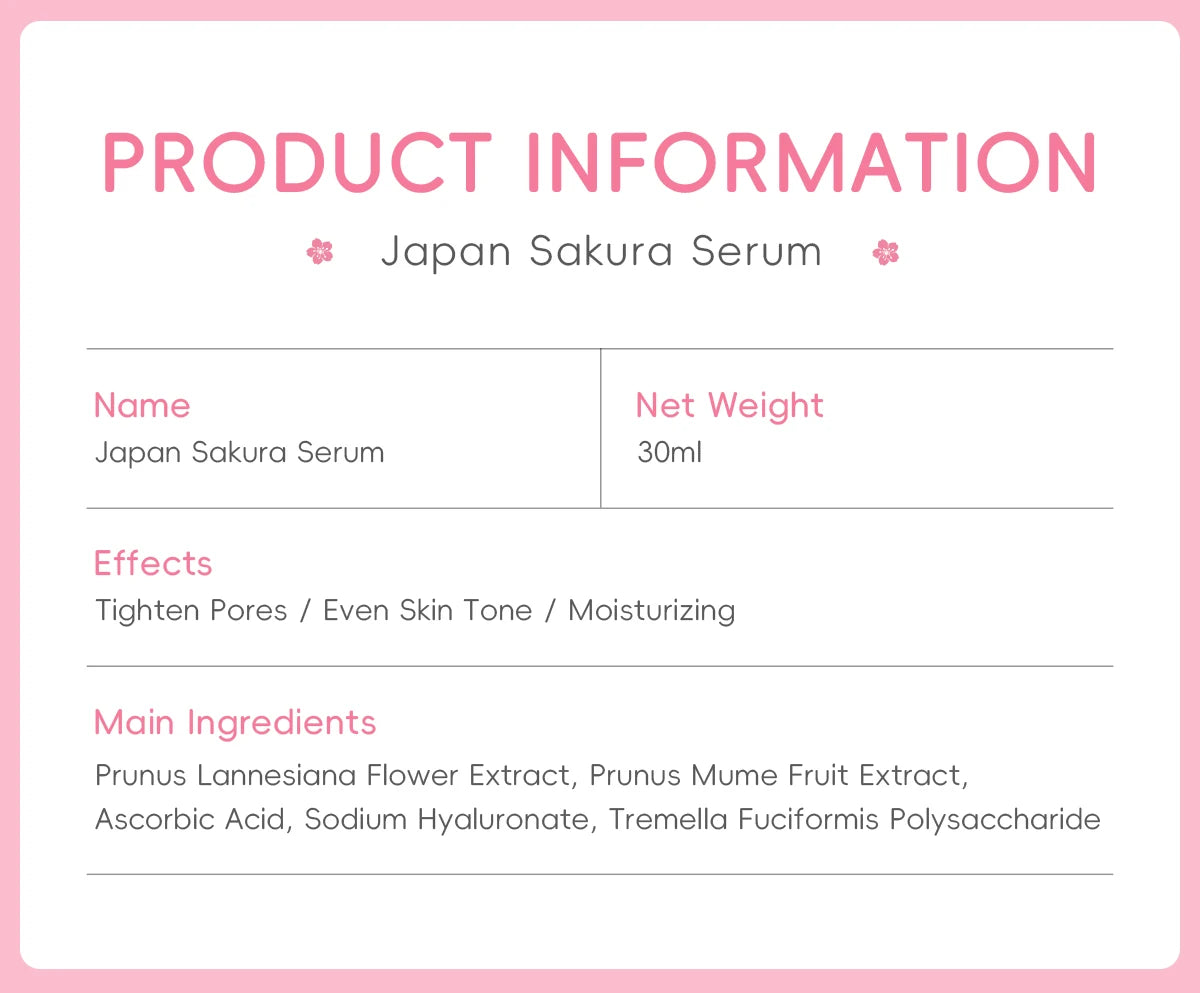 LAIKOU Japan Sakura Serum 30ml Anti-Aging Facial Serum Improves Overall Completion Face Essence Reduce Fine Lines