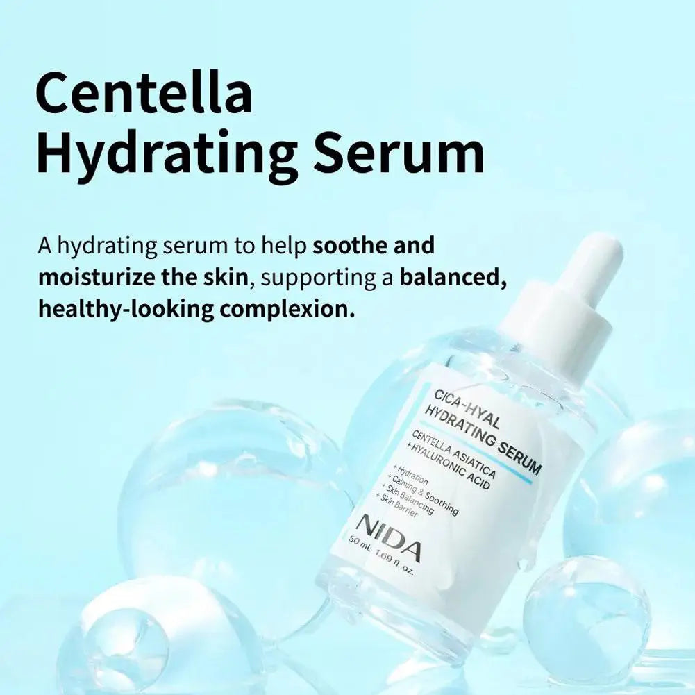 NIDA CICA-HYAL Hydrating Serum 50ml Hyaluronic Acid Soothes Sensitive Skin Reduce Redness Repair Barrier Skincare