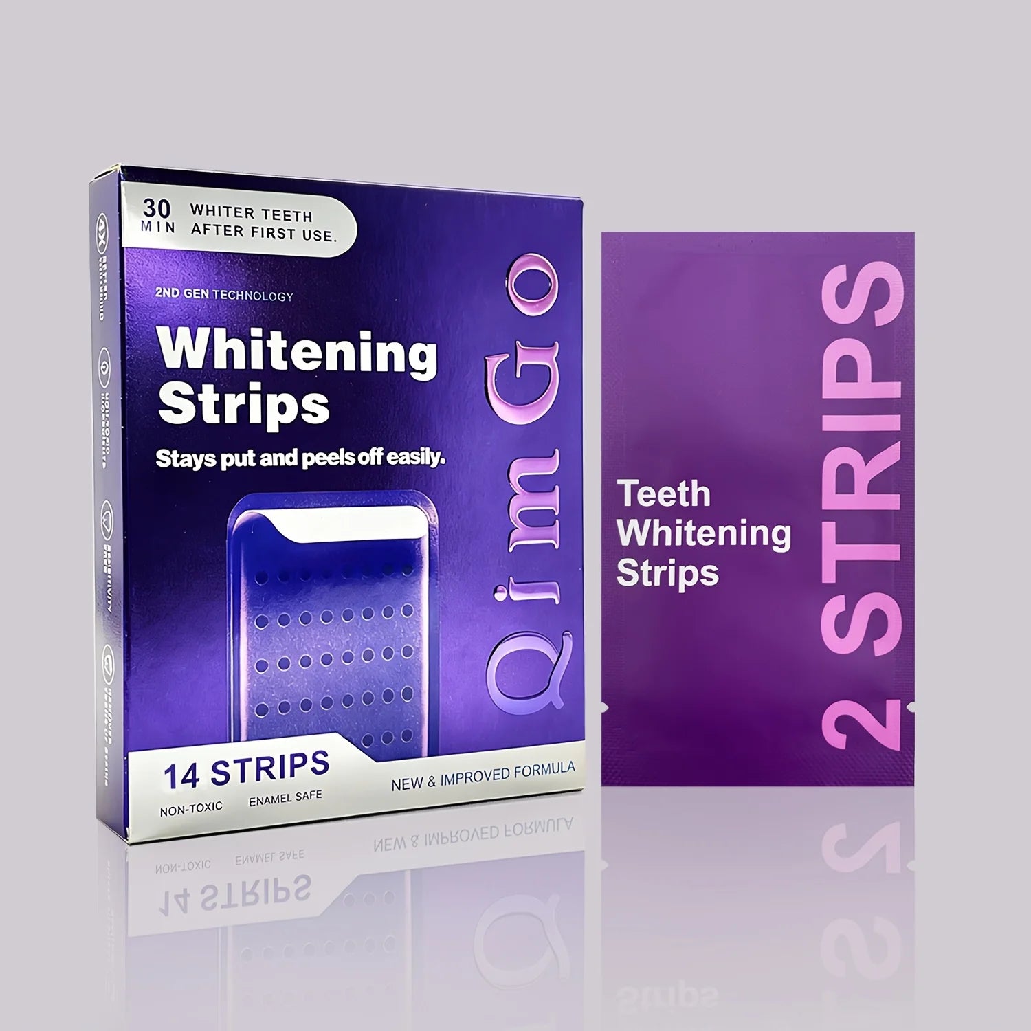 4Pcs Purple Teeth Whitening Strips 2.0 – Professional Stain Removal & Brightening Oral Care