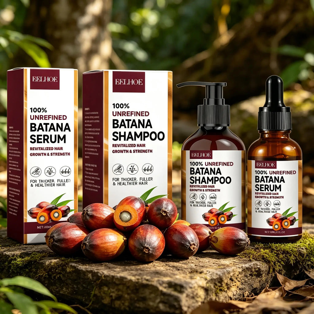 Batana Oil Shampoo Deep Cleaning Moisturizing Smooth Anti Frizzy Repair Damaged Hair Regulate Scalp Oil Regrowth Hair Care Set